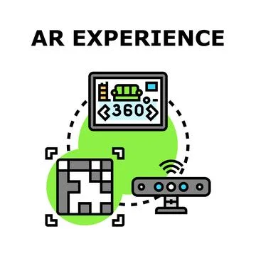 Augmented reality experience creating virtual content for interactive display Stock Illustration