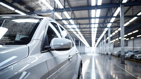 Augmented reality functionality of the car. Animated infographics overlay Stock Footage 286070055