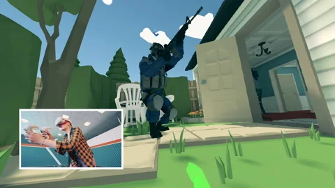 Augmented reality, futuristic gaming technology, virtual 3D video game concept Video stock 159350686