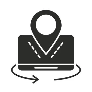 Augmented reality geo location app in smartphone silhouette style Stock Illustration