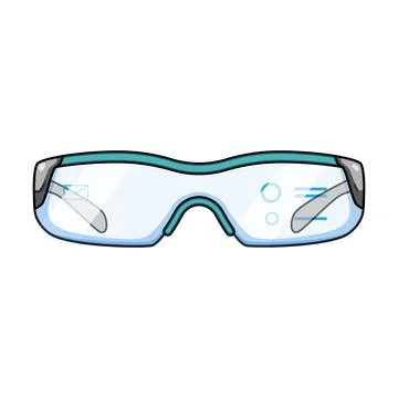 Augmented reality glasses displaying digital interface information Stock Illustration