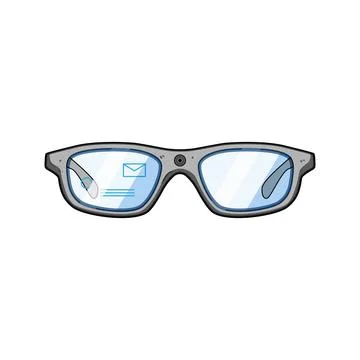 Augmented reality glasses displaying digital interface and data Stock Illustration