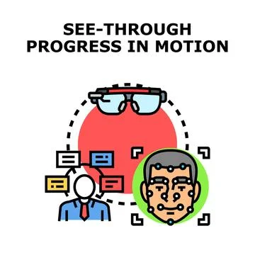 Augmented reality glasses tracking progress and facial data Illustrazione stock