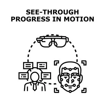 Augmented reality glasses tracking progress and facial data Stock Illustration