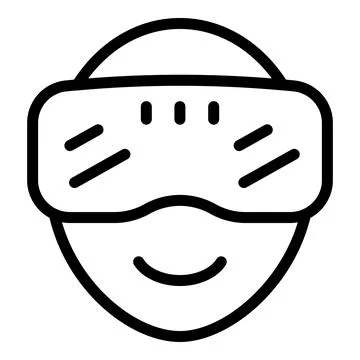 Augmented reality headgear icon outline vector. Virtual world visor Stock Illustration