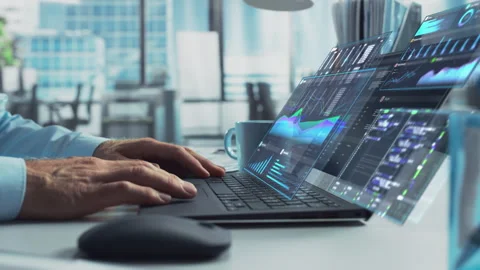 Augmented Reality Hologram on Laptop Computer Stock Footage 295311925