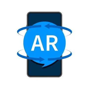 Augmented reality icon. AR symbol. Virtual reality on smartphone. 库存插图