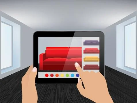 Augmented Reality Interior application Stock Illustration