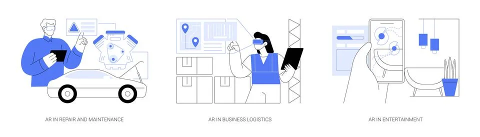 Augmented reality isolated cartoon vector illustrations se Stock Illustration