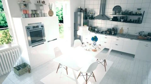 Augmented Reality Kitchen - 4K HD 300 DPI - 3D Rendering Stock Photos