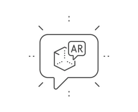 Augmented reality line icon. VR simulation sign. 3d cube. Vector Stock Illustration