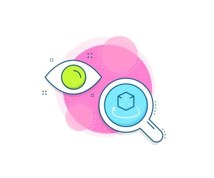 Augmented reality line icon. VR simulation sign. 3d cube. Vector Stock Illustration