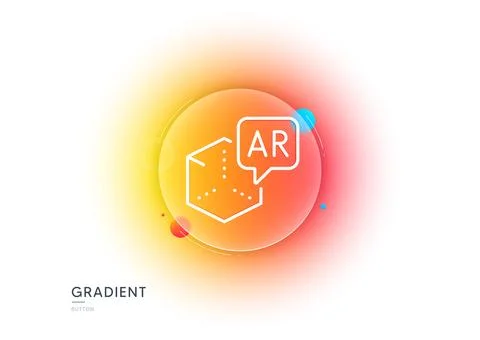 Augmented reality line icon. VR simulation sign. 3d cube. Gradient blur button Stock Illustration