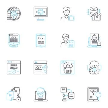 Augmented reality linear icons set. Holograms, Immersive, Digital, Interactive Stock-Illustration