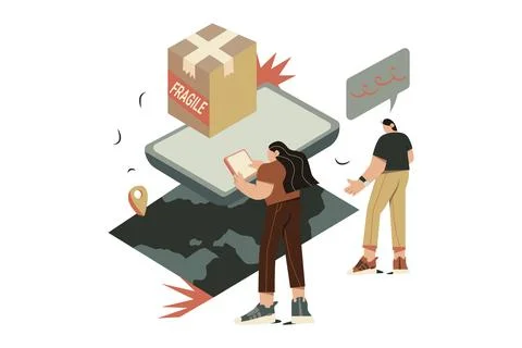 Augmented Reality Logistics Illustration 스톡 일러스트