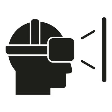 Augmented reality man headset icon simple vector. Cube reality marker Illustrazione stock