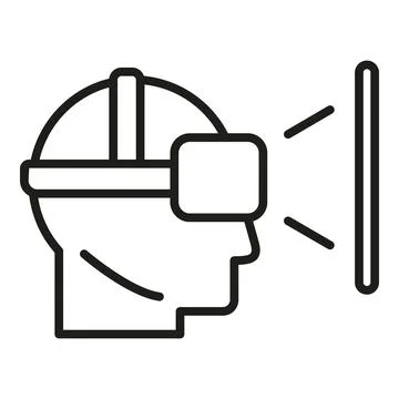 Augmented reality man headset icon outline vector. Cube reality marker Stock Illustration