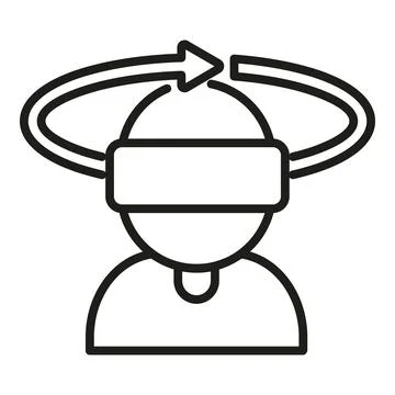 Augmented reality man round icon outline vector. People game 库存插图