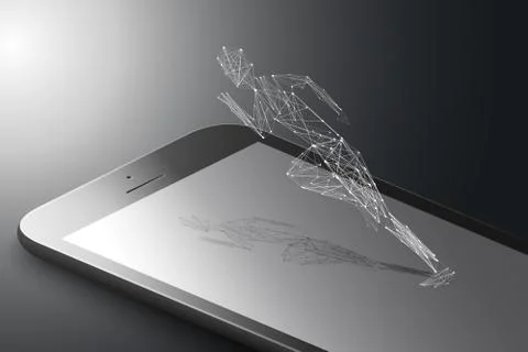 Augmented reality marketing concept. Black color smart phone with polygonal Stock-Illustration