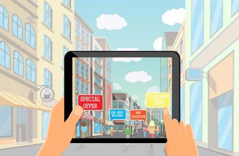 Augmented reality marketing technology vector concept illustration Stock Illustration