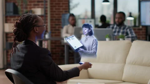 Augmented reality metaverse virtual video conference 스톡 동영상 182317708