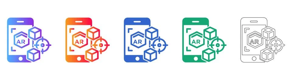 Augmented Reality Mobile App Icons Stock Illustration