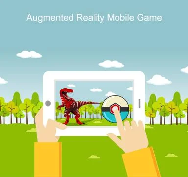Augmented reality mobile game. Stock Illustration
