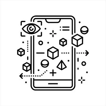 Augmented reality mobile phone interface analysis icon 8K ultra quality 스톡 일러스트
