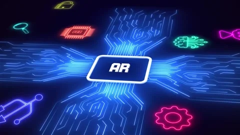 Augmented Reality Neon Circuit Board Technology Background Vidéo 325166204