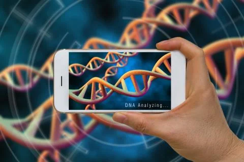 Augmented Reality or AR Technology of DNA, Chromosome, Gene, Analysis Conce.. Stock Photos