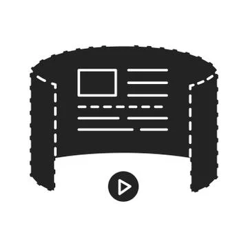 Augmented reality presentation black glyph icon. Digital technology in the wo Illustrazione stock