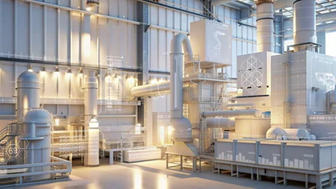 Augmented reality production workshop. Animated infographics overlay Stock Footage 287477648