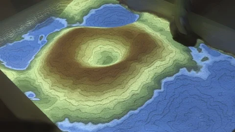 Augmented Reality Sandbox. Simulation in 3D Topography Stock Footage 96169090