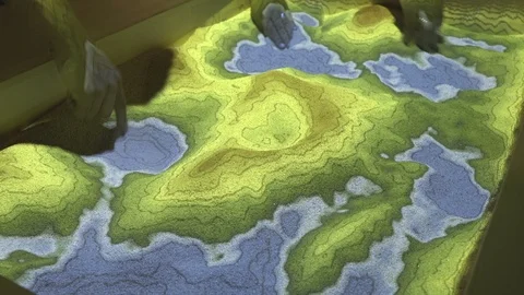 Augmented Reality Sandbox. Simulation in 3D Topography Video stock 96169293