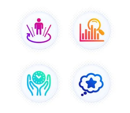 Augmented reality, Search and Safe time icons set. Loyalty star sign. Virtual Illustrazione stock