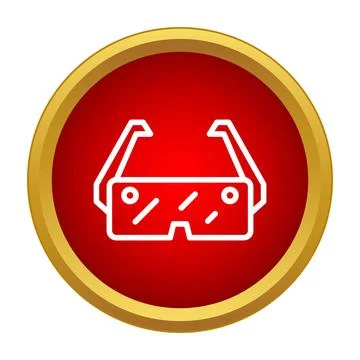 Augmented reality smart glasses icon on red button Stock Illustration
