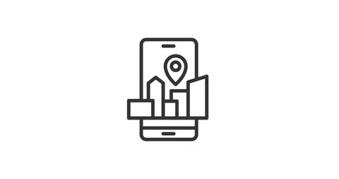 Augmented reality on smartphone animated outline icon Stock Footage 129249518