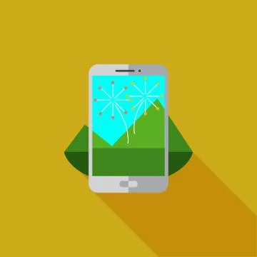 Augmented reality on smartphone icon or illustration in flat style Stock Illustration
