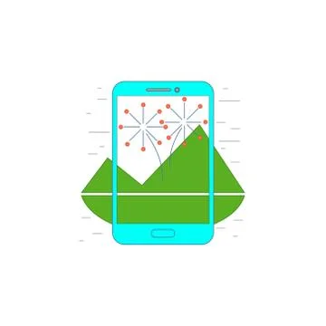 Augmented reality on smartphone icon or illustration in outline style Stock Illustration