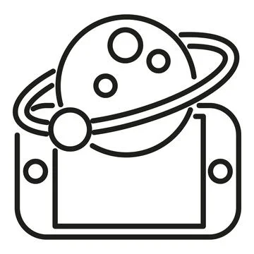 Augmented reality space planet icon outline vector. Game camera Stock Illustration