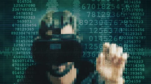 Augmented Reality Stream Data Code VR Headset Man 库存影片 104492979