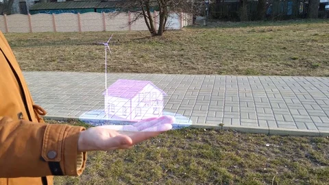 Augmented reality technology Eco house 3d render Stock Footage 106145763