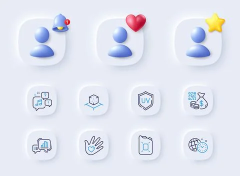Augmented reality, Time management and Voicemail line icons. For web app Stock Illustration
