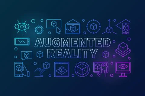 Augmented reality vector colored line horizontal illustration Stock Illustration