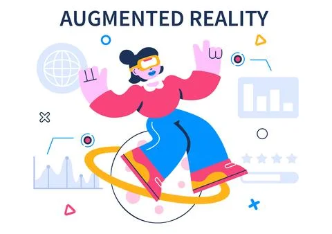 Augmented Reality Vector Illustration featuring Virtual Reality Technology,.. Ilustración de archivo