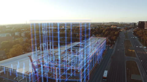 Augmented Reality VFX Building under Construction Completed Vídeos de archivo 139485576