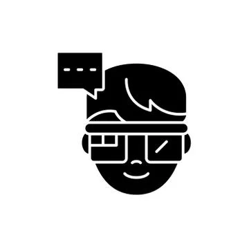 Augmented reality vision glasses black icon, vector sign on isolated background Stock-Illustration