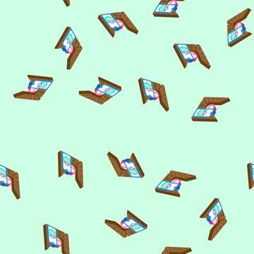 Augmented space grid augmented reality isometric icon seamless pattern Stock Illustration