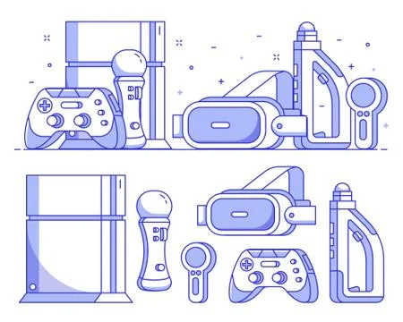 Augmented Virtual Reality Gaming Icons Stock Illustration