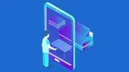 Augmented Virtual Reality Marketing Technology Isometric Flat Animated Concept Stock Footage